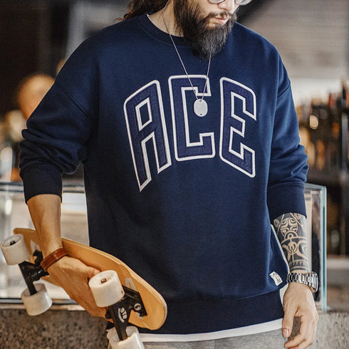Casual Letter Embroidery Hoodie – Fleece Lined Collegiate Style Warm Sweatshirt